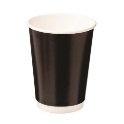 CUPS DOUBLE WALL PAPER HOT BLACK 355ML 25S