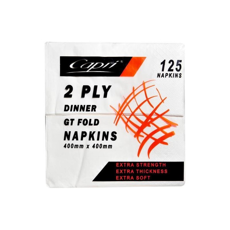 DINNER NAPKINS WHITE 2PLY 125S