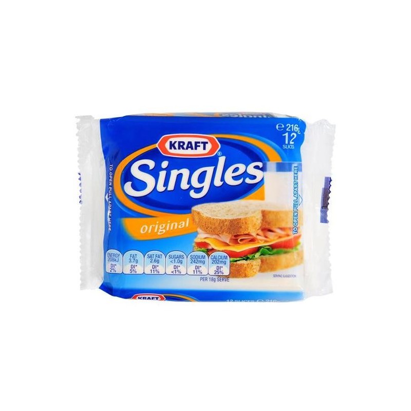 SLICED CHEESE SINGLES 12 SLICES 216GM