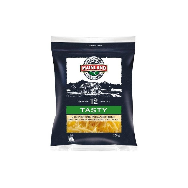 TASTY GRATED CHEDDAR CHEESE 200GM