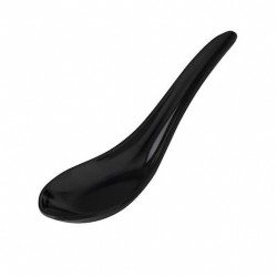 MELAMINE BLACK CHINESE SPOON 150MM