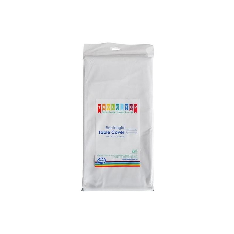 WHITE PLASTIC RECTANGLE TABLE COVER 1EA