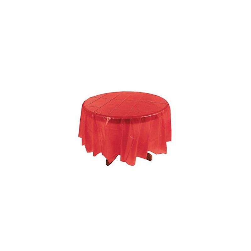 RED ROUND PLASTIC TABLE COVER 1EA