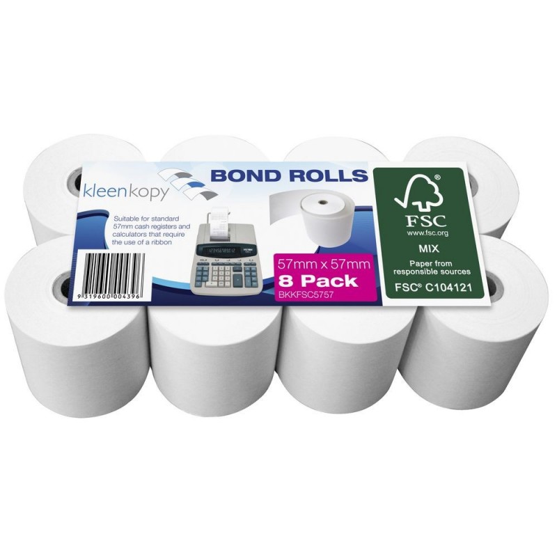 BOND REGISTER ROLLS 57X57MM 8PK
