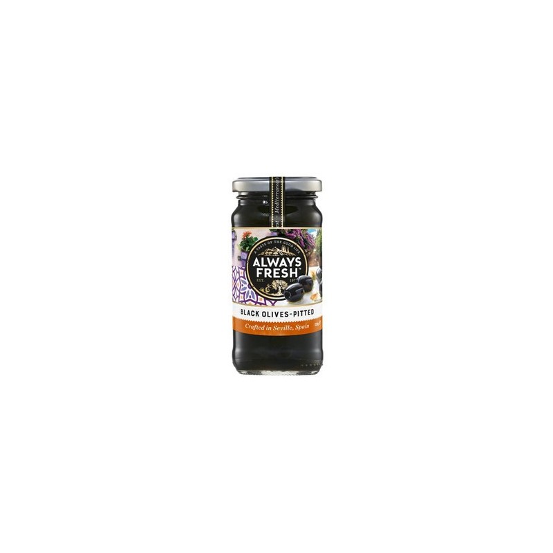 BLACK PITTED OLIVES 220GM