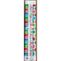 CHRISTMAS WRAPPING PAPER ASST COLOURS 4PK