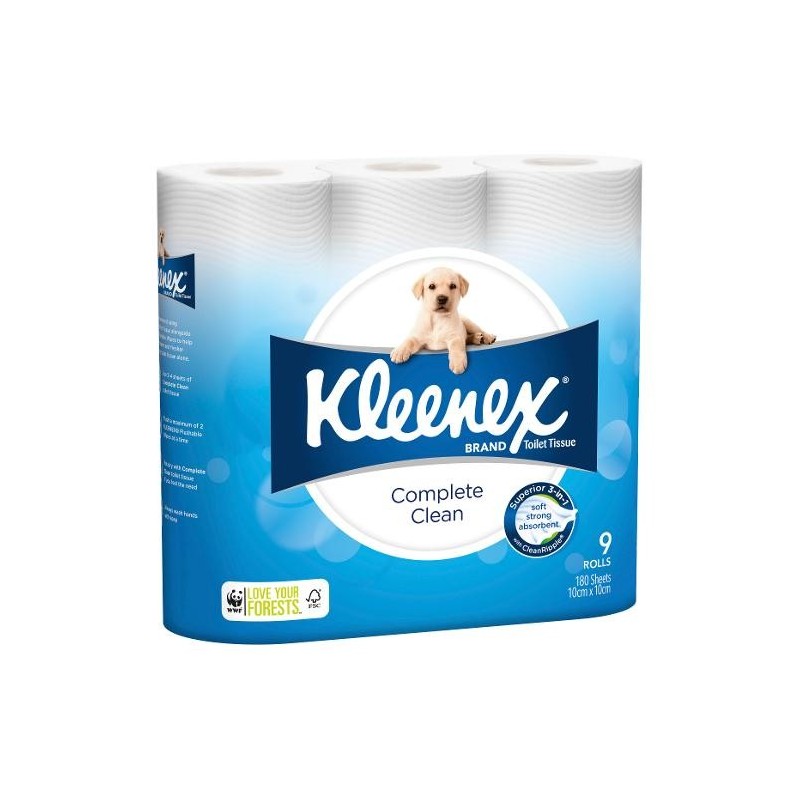 COMPLETE CLEAN WHITE TOILET ROLL 9PK