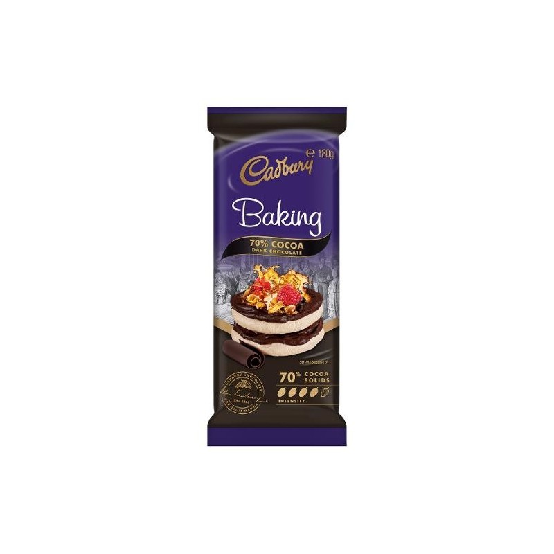 70% COCOA DARK BAKING CHOCOLATE  180GM