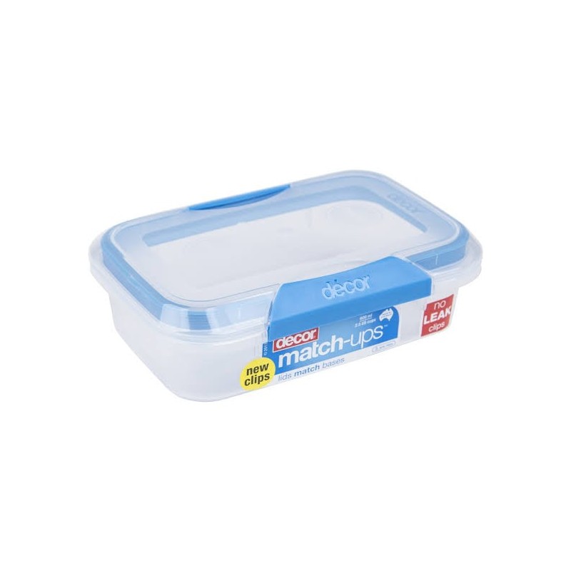 MATCH UPS OBLONG CONTAINER WITH CLIP LIDS 600ML