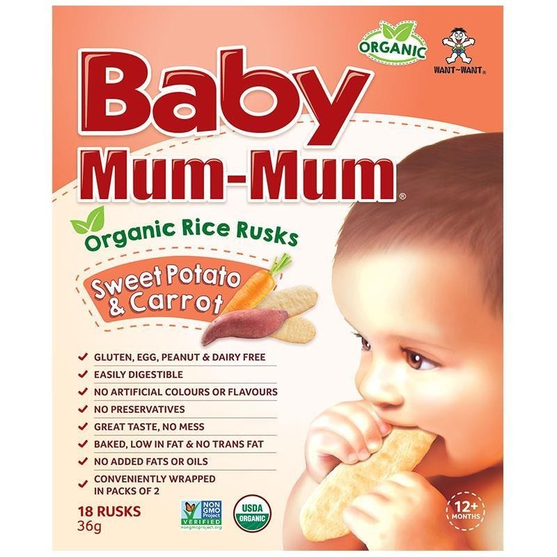 BABY MUM MUM RICE RUSKS BANANA 18PK 36GM
