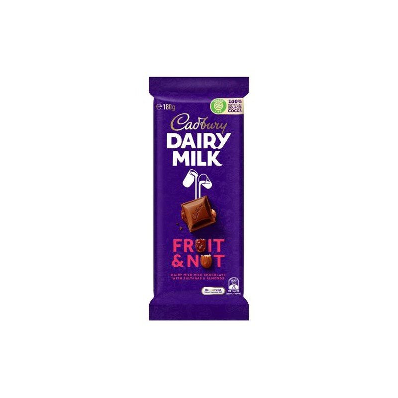 DAIRY MILK FRUIT AND NUT CHOCOLATE BLOCK 180GM