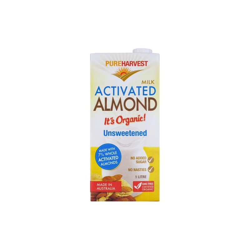 ACTIVATED ORGANIC ALMOND MILK UNSWEETENED UHT 1LT