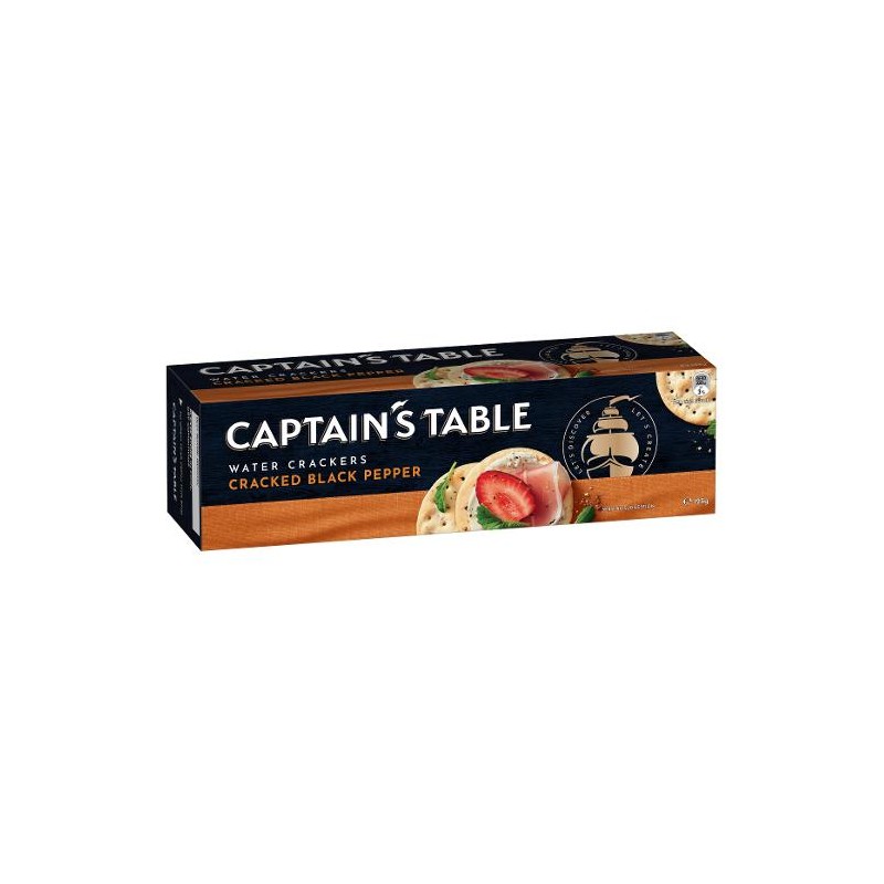 CAPTAINS TABLE CRACKED PEPPER WATER CRACKERS 125GM