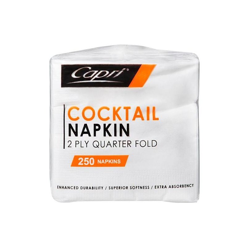 COCKTAIL NAPKINS WHITE 2PLY 250S