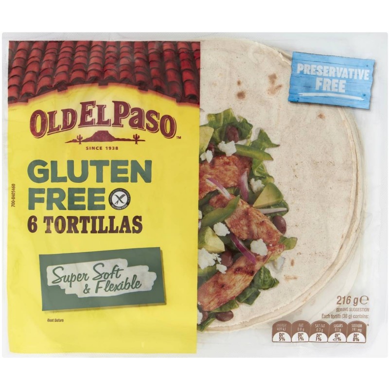 TORTILLAS GLUTEN FREE 6PK 216GM