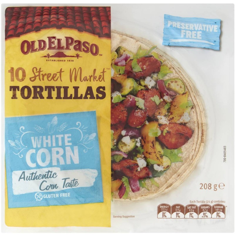 TORTILLA WRAPS GLUTEN FREE WHITE CORN 10PK 208GM