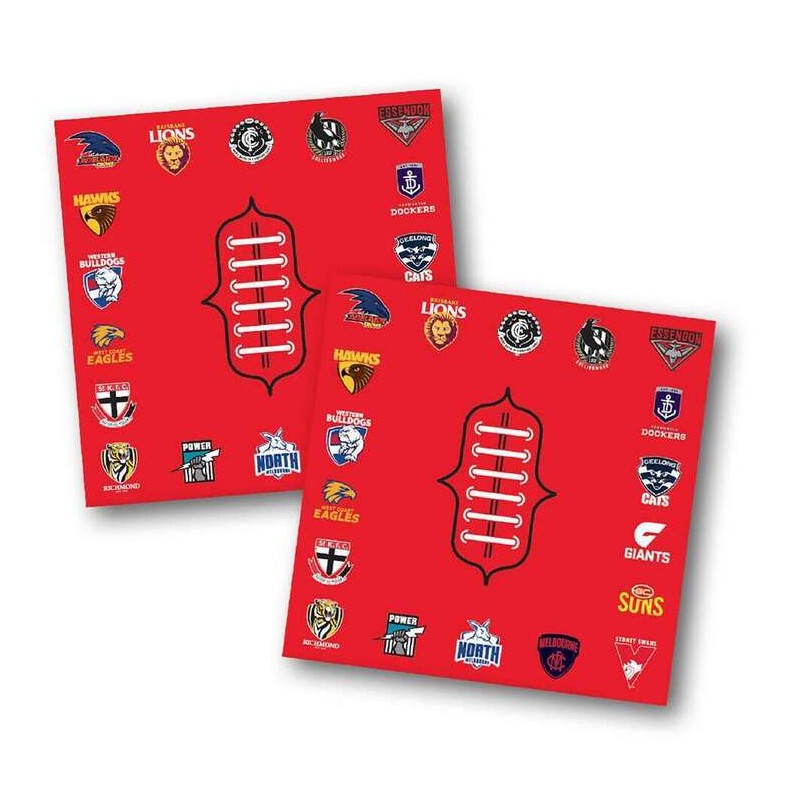 AFL FOOTY NAPKINS 50PK