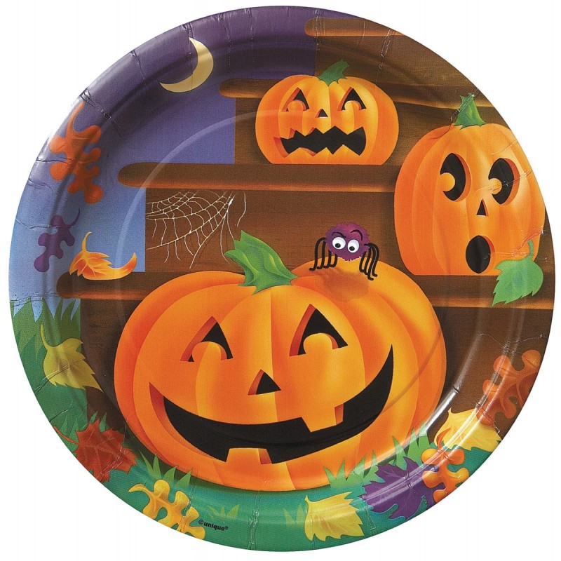 HALLOWEEN PAPER PLATES PUMPKIN STEPS 230MM 8PK
