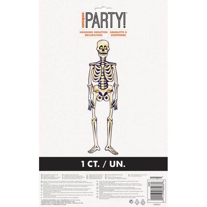 HANGING SKELETON JOINTED HALLOWEEN DECORATION 89CM, 1EA