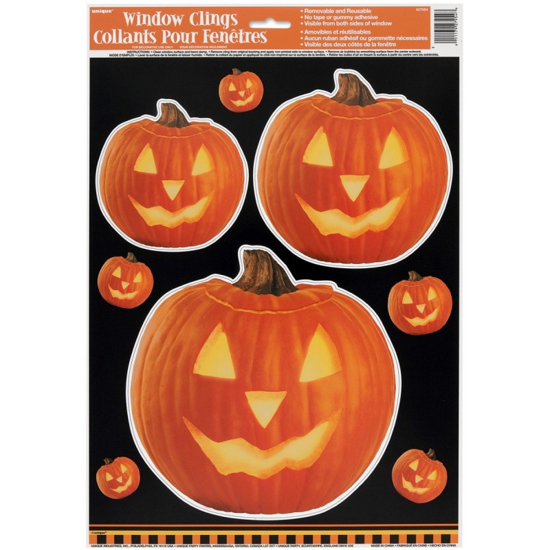 DECORATION HALLOWEEN PUMPKIN WINDOW CLINGS, 1PK