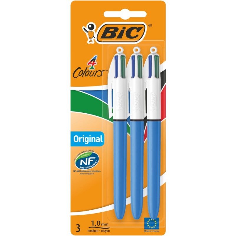 4 COLOURS PEN BLISTER PACK 3PK