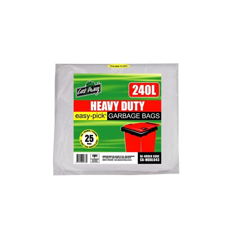 GARBAGE BAG HEAVY DUTY WHEELIE BIN 240LT CA-MDBL043 25PACK