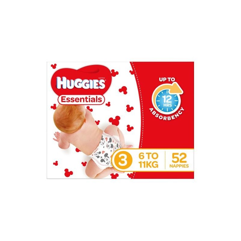 ESSENTIALS CRAWLER SIZE 3 NAPPIES 6-11KG 52PK