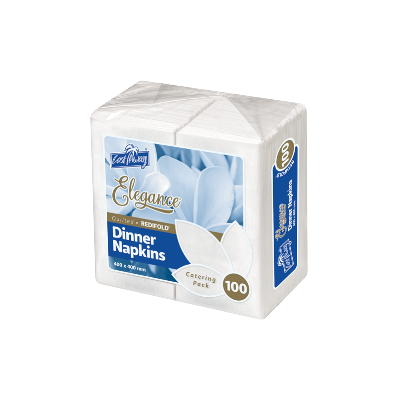ELEGANCE DINNER NAPKIN CATERING PACK REDIFOLD WHITE 100S