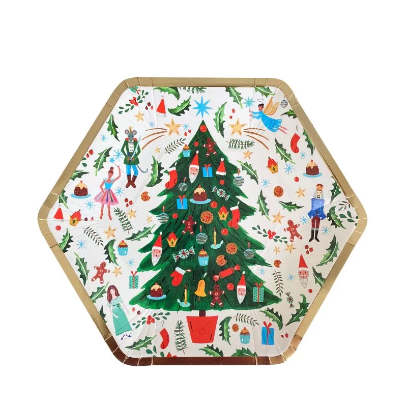 CHRISTMAS PAPER PLATES christmas tree 230MM 8PK
