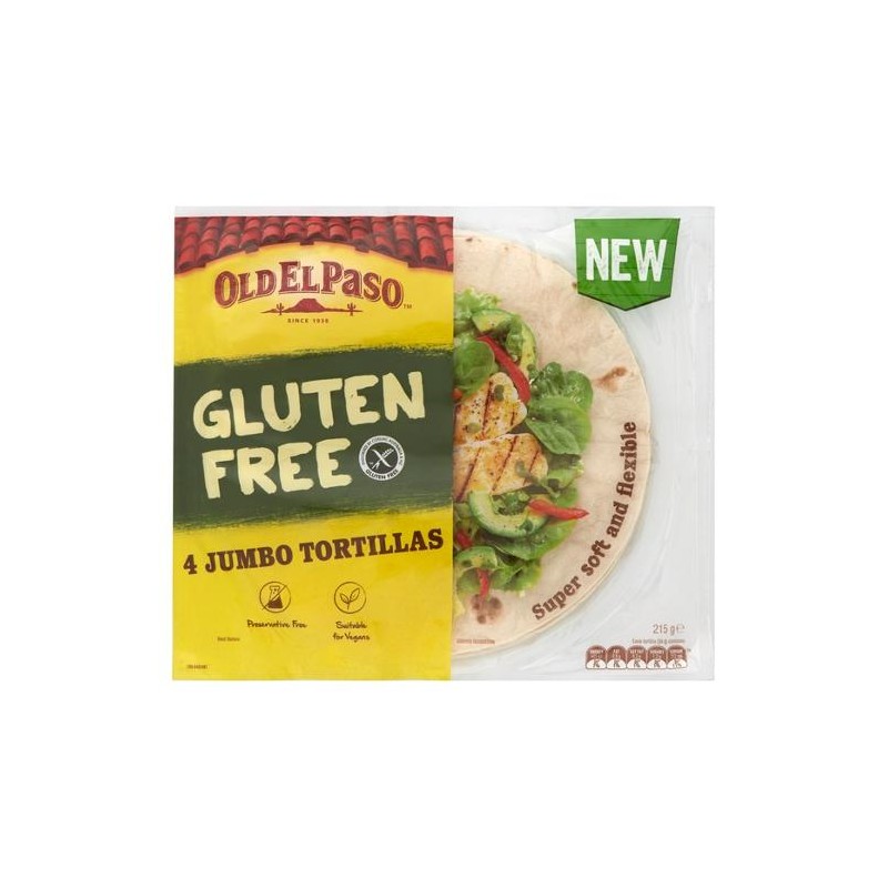 JUMBO GLUTEN FREE TORTILLAS 4PK 215GM