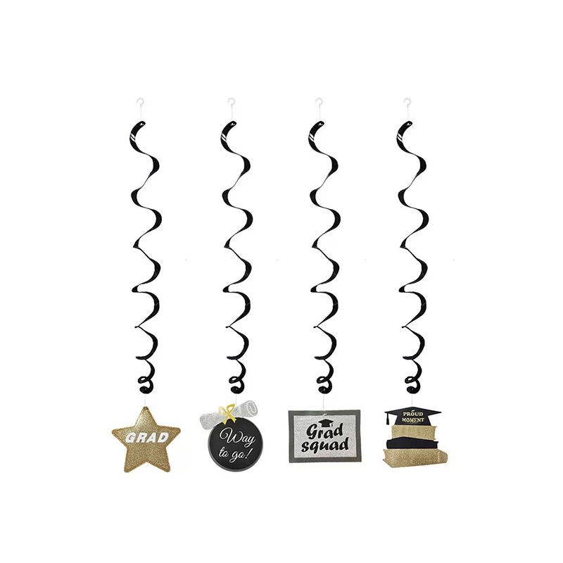 GRADUATION SWIRLS DECORATION 4PK 55CM