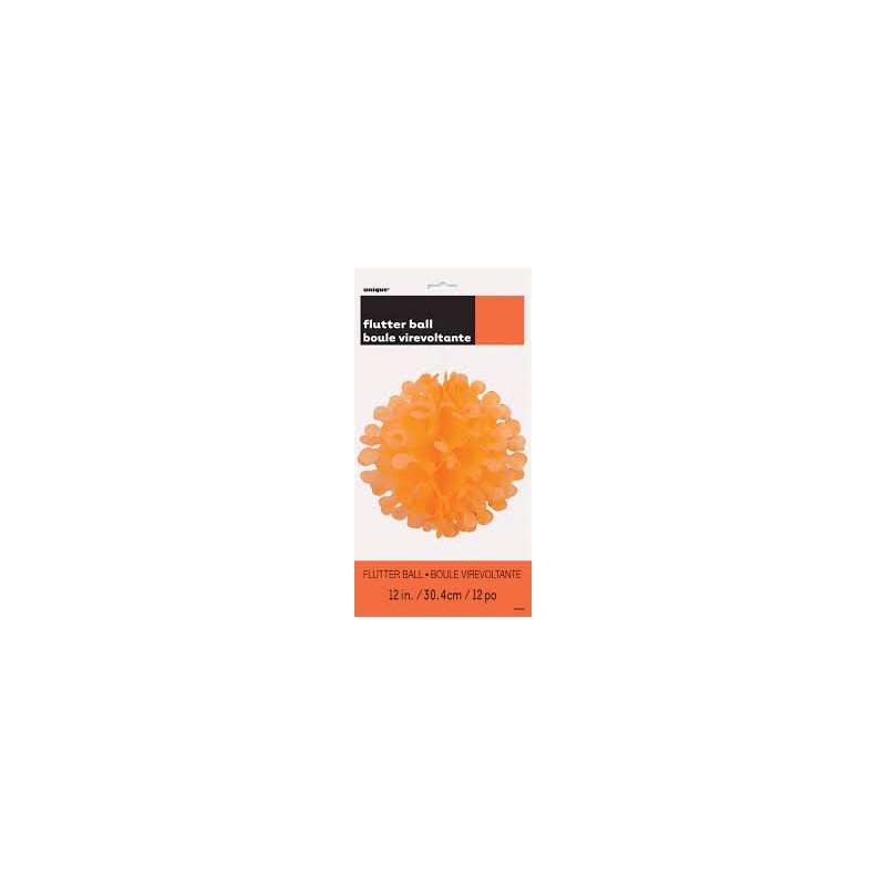 DECORATION ORANGE FLUTTER BALL 30CM
