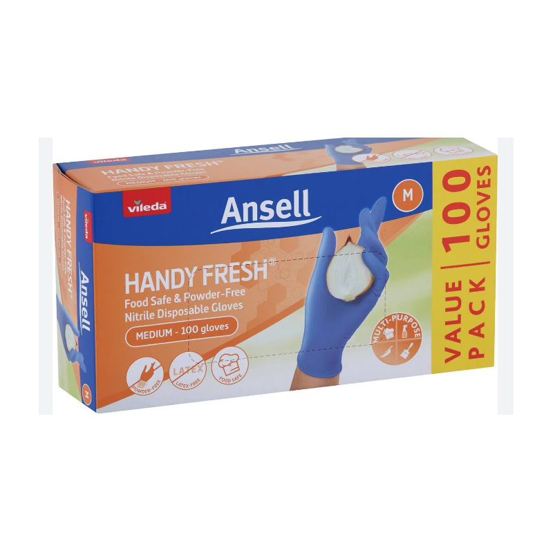 DISPOSABLE BLUE GLOVES HANDY FRESH NITRILE MEDIUM 100S