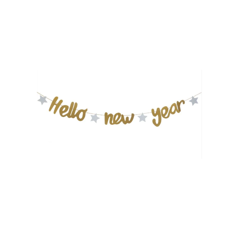 HELLO NEW YEAR GLITTER BANNER BUNTING