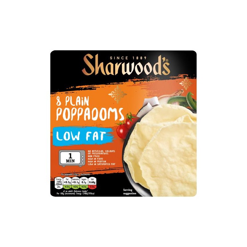 PAPPADUM PLAIN LOW FAT 94GM