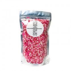 RED WHITE AND PINK BULK MINI HEART SPRINKLES 500GM