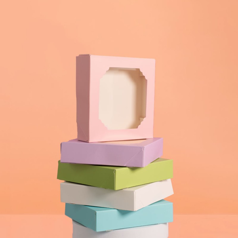 COLOURED SCALLOPED COOKIE BOXES MEDIUM 5PK