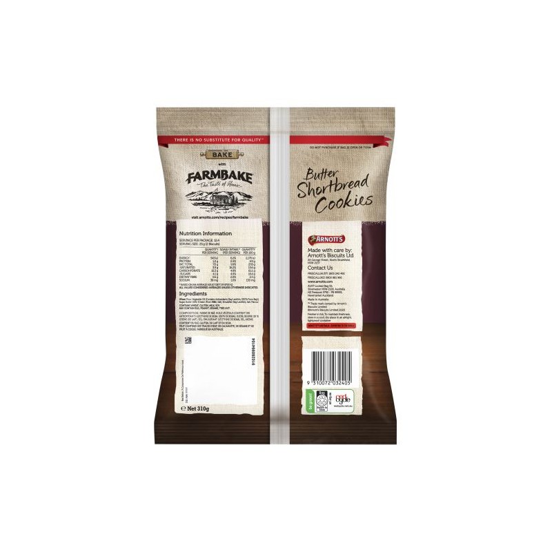 FARMBAKE BUTTER SHORTBREAD COOKIES 310GM