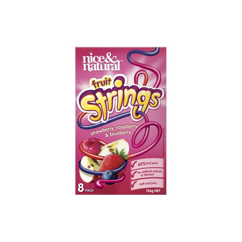 STRAWBERRY RASPBERRY & BLUEBERRY FRUIT STRINGS 136GM