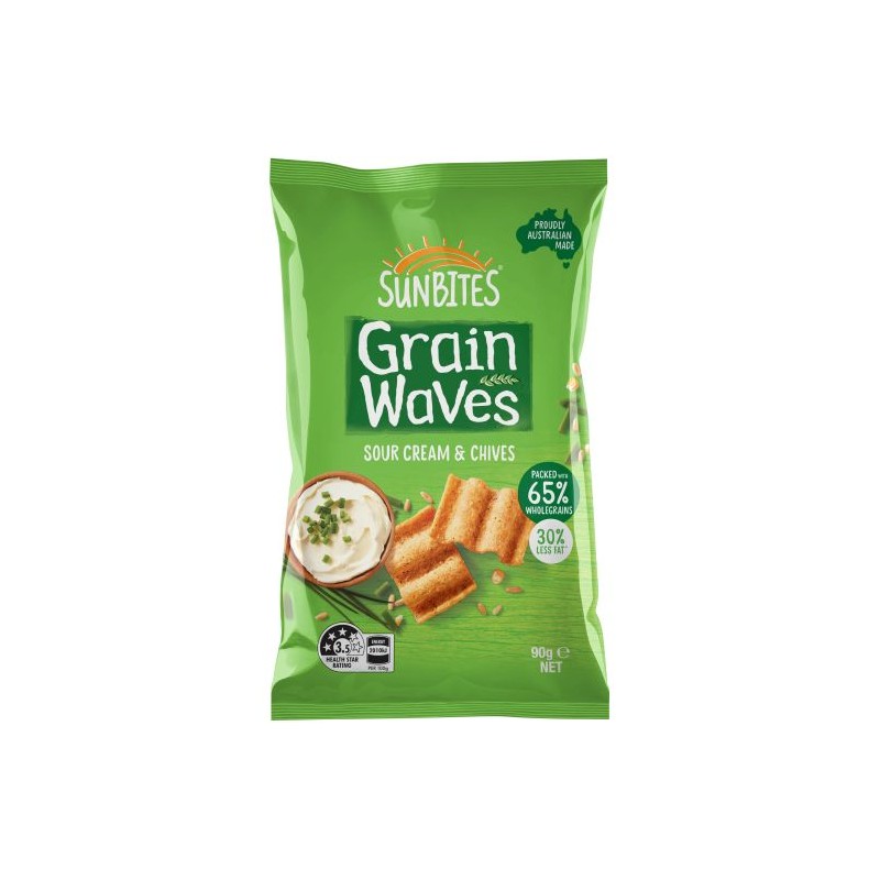 GRAINWAVES SOUR CREAM & CHIVES CHIPS 90GM