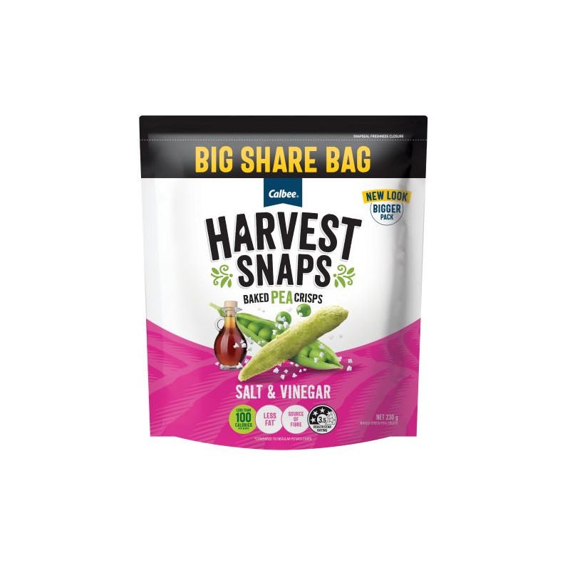 HARVEST SNAPS PEA SALT & VINEGAR BIG BAG 230GM