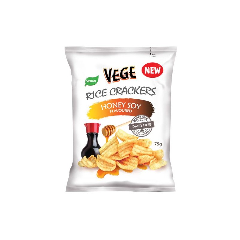 HONEY VEGE RICE CRACKERS 75GM