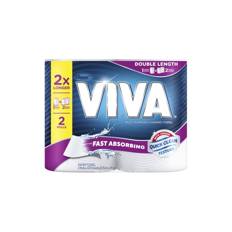 PAPER TOWEL WHITE DOUBLE LENGTH 12 SHEETS 2PK