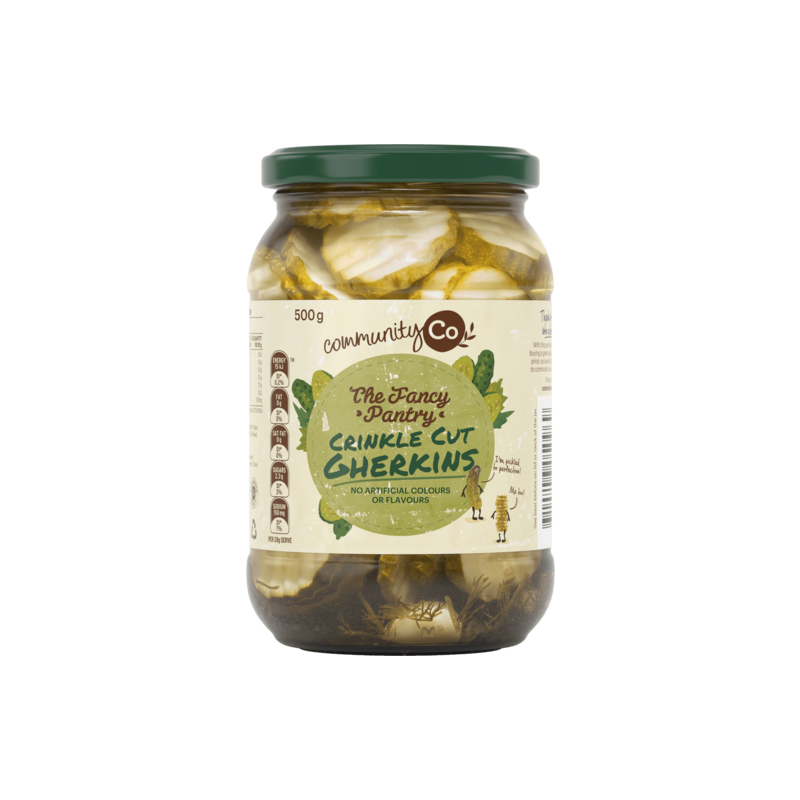 GHERKINS CRINKLE CUT 500GM