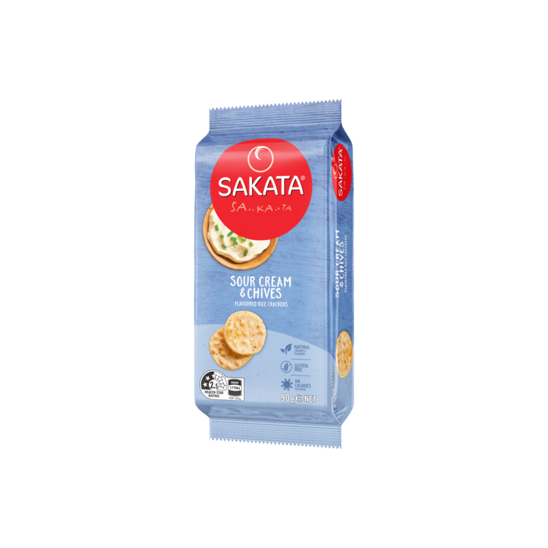 SOUR CREAM AND CHIVES RICE CRACKERS 90GM