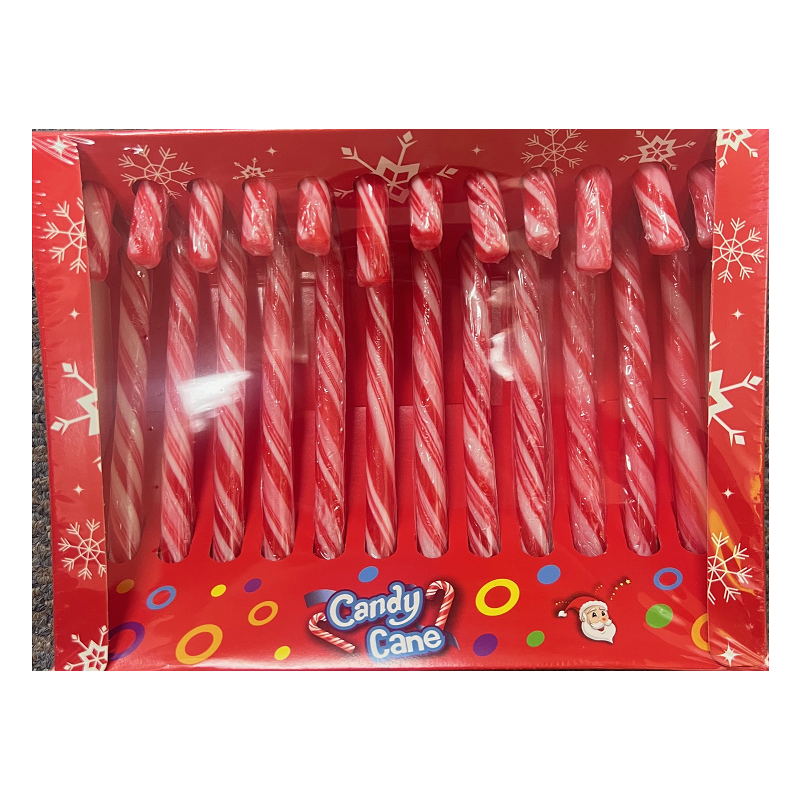 LARGE RED & WHITE MINT CHRISTMAS CANDY CANES 144GM 12PK