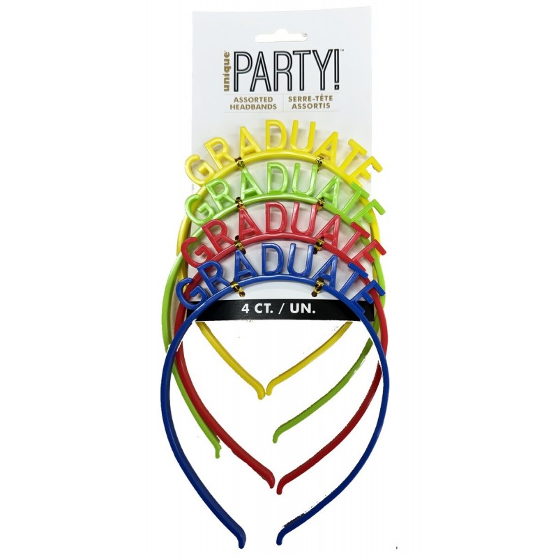 GRADUATION HEADBAND ASST COLOURS 4PK