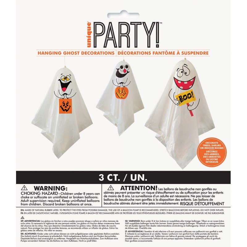 DECORATION HALLOWEEN HANGING GHOSTS 90CM 3PK
