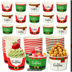 CHRISTMAS SMALL SNACK PAPER BOWLS 9CM 50PK