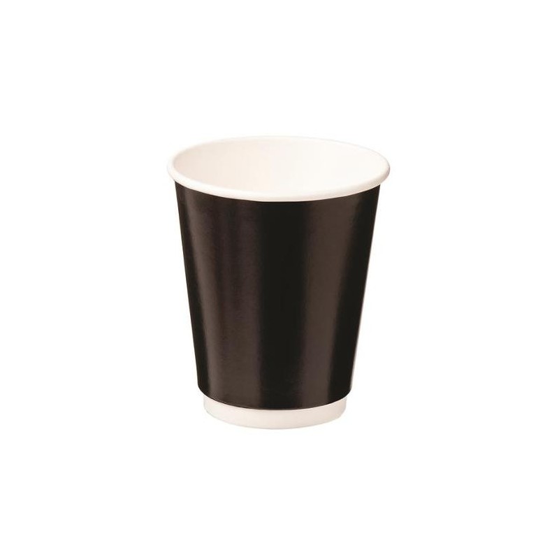 CUPS DOUBLE WALL PAPER HOT BLACK 280ML 25S